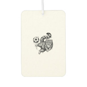 Vintage Engraving Cat Soccer Kick Shirt Design (4) Air Freshener