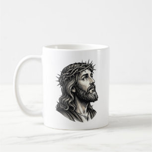 Vintage Engraving Crown of Thorns Portrait Design_ Coffee Mug