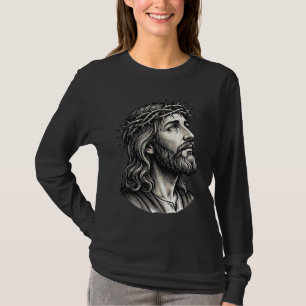 Vintage Engraving Crown of Thorns Portrait Design_ T-Shirt