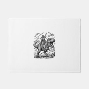 Vintage Engraving Dinosaur Rider Graphic Tee_1 Doormat