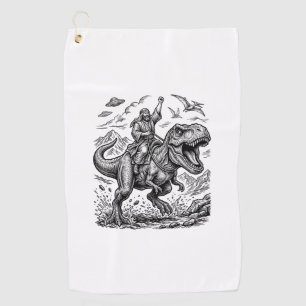 Vintage Engraving Dinosaur Rider Graphic Tee_1 Golf Towel