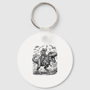 Vintage Engraving Dinosaur Rider Graphic Tee_1 Keychain
