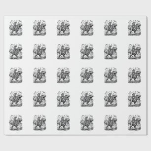 Vintage Engraving Dinosaur Rider Graphic Tee_1 Wrapping Paper