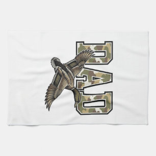 Vintage Engraving Duck Dad Camo Vector Shirt Desig Kitchen Towel