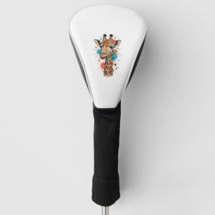 Vintage Engraving Giraffe Art White Shirt Design ( Golf Head Cover