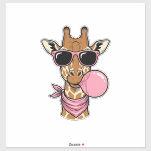 Vintage Engraving Giraffe Bubblegum Vector Design_