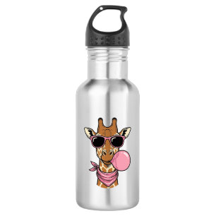 Vintage Engraving Giraffe Bubblegum Vector Design_ 532 Ml Water Bottle