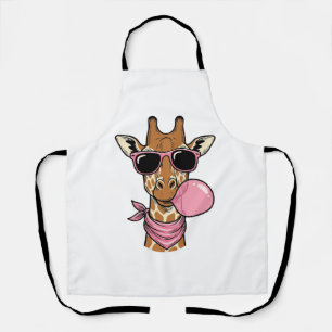 Vintage Engraving Giraffe Bubblegum Vector Design_ Apron