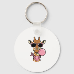 Vintage Engraving Giraffe Bubblegum Vector Design_ Keychain