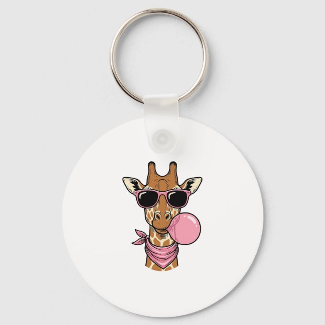 Vintage Engraving Giraffe Bubblegum Vector Design_ Keychain (Front)