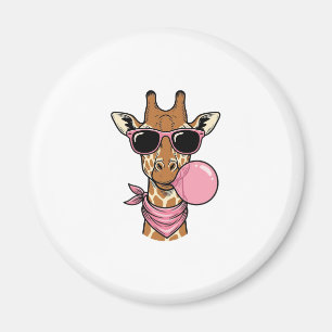 Vintage Engraving Giraffe Bubblegum Vector Design_ Magnet