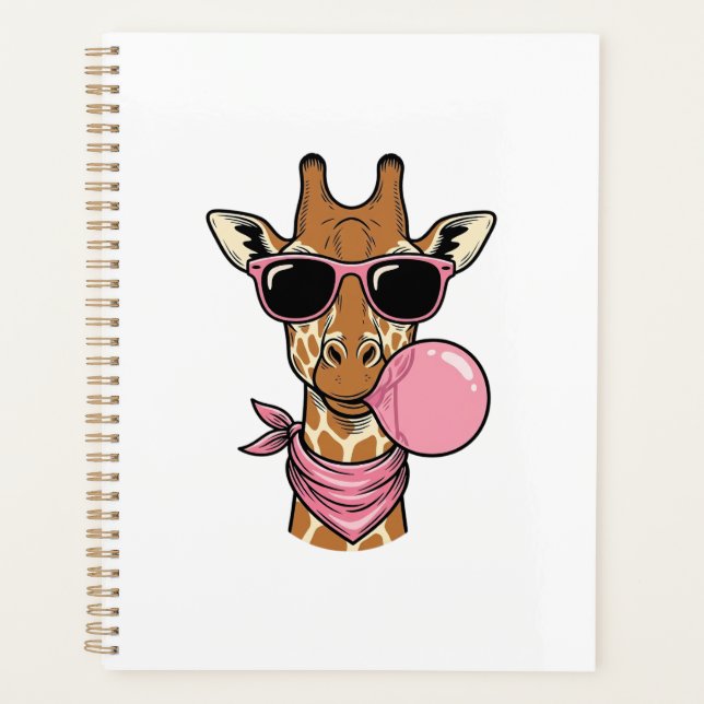 Vintage Engraving Giraffe Bubblegum Vector Design_ Planner (Front)