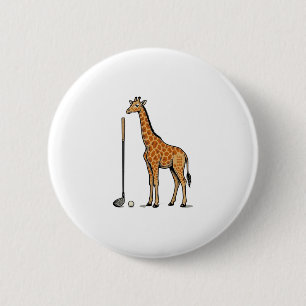 Vintage Engraving Giraffe Golf Vector T-Shirt Desi 2 Inch Round Button