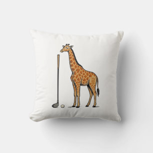 Vintage Engraving Giraffe Golf Vector T-Shirt Desi Throw Pillow