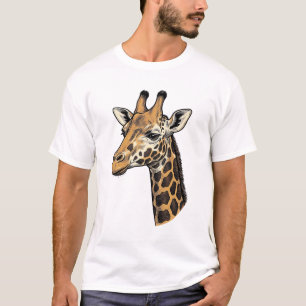 Vintage Engraving Giraffe Portrait Shirt Design (7