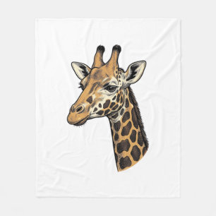 Vintage Engraving Giraffe Portrait Shirt Design (7 Fleece Blanket