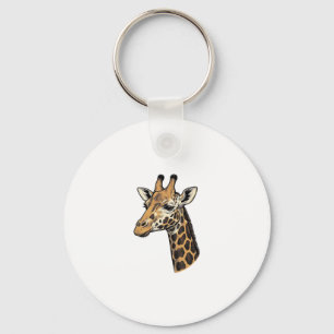 Vintage Engraving Giraffe Portrait Shirt Design (7 Keychain
