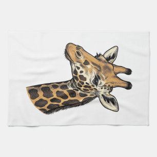 Vintage Engraving Giraffe Portrait Shirt Design (7 Kitchen Towel