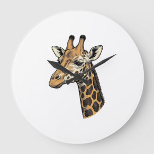 Vintage Engraving Giraffe Portrait Shirt Design (7 Large Clock