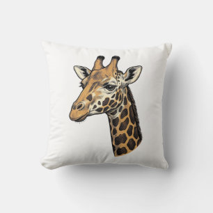 Vintage Engraving Giraffe Portrait Shirt Design (7 Throw Pillow