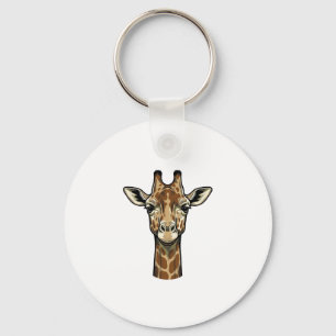 Vintage Engraving Giraffe Vector Art Design_1 Keychain