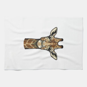 Vintage Engraving Giraffe Vector Art Design_1 Kitchen Towel