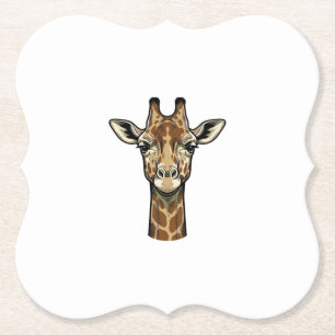 Vintage Engraving Giraffe Vector Art Design_1 Paper Coaster
