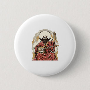 Vintage Engraving Guitarist Vector Art Shirt_1 2 Inch Round Button
