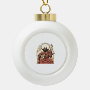 Vintage Engraving Guitarist Vector Art Shirt_1 Ceramic Ball Christmas Ornament