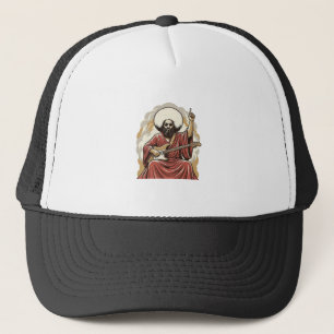 Vintage Engraving Guitarist Vector Art Shirt_1 Trucker Hat
