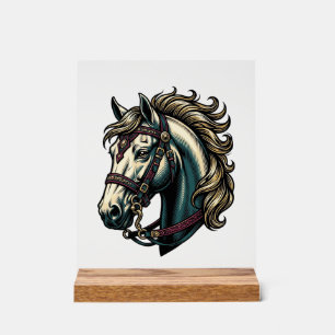 Vintage Engraving Horse Head Vector Acrylic Sign