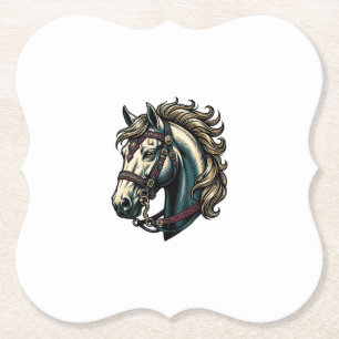 Vintage Engraving Horse Head Vector Paper Coaster