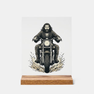 Vintage Engraving Motorcycle Rider Vector Design_1 Acrylic Sign