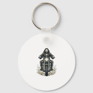 Vintage Engraving Motorcycle Rider Vector Design_1 Keychain
