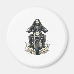 Vintage Engraving Motorcycle Rider Vector Design_1 Magnet