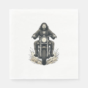 Vintage Engraving Motorcycle Rider Vector Design_1 Napkin
