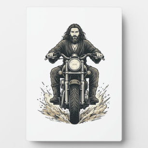 Vintage Engraving Motorcycle Rider Vector Design_1 Plaque