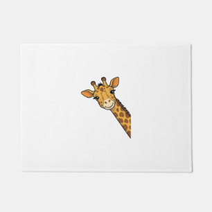 Vintage Engraving Peeking Giraffe Shirt Design_1 Doormat