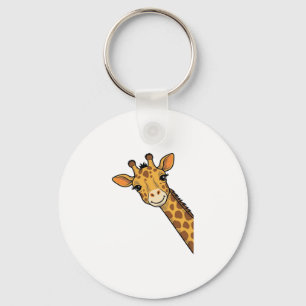 Vintage Engraving Peeking Giraffe Shirt Design_1 Keychain