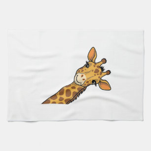Vintage Engraving Peeking Giraffe Shirt Design_1 Kitchen Towel