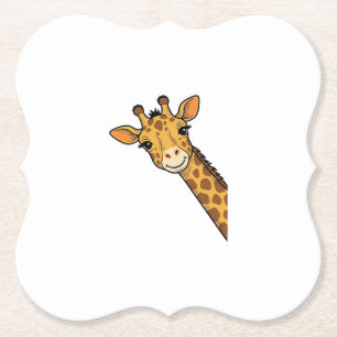 Vintage Engraving Peeking Giraffe Shirt Design_1 Paper Coaster