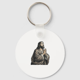 Vintage Engraving Praying Man Religious Shirt Desi Keychain