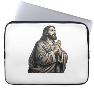Vintage Engraving Praying Man Religious Shirt Desi Laptop Sleeve