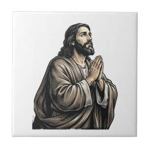 Vintage Engraving Praying Man Religious Shirt Desi Tile