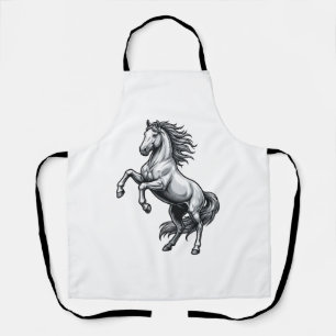 Vintage Engraving Rearing Horse Vector Design_1 Apron