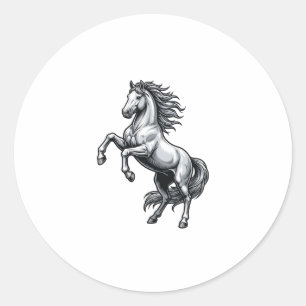 Vintage Engraving Rearing Horse Vector Design_1 Classic Round Sticker
