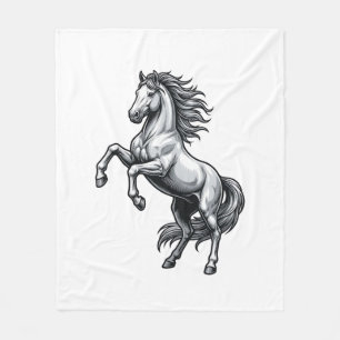 Vintage Engraving Rearing Horse Vector Design_1 Fleece Blanket