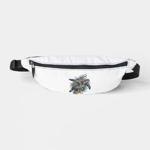 Vintage Engraving Sea Turtle Splash Vector Design_ Fanny Pack