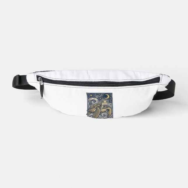 Vintage Engraving Sea Turtle Starry Night Fanny Pack (Front)