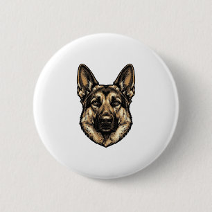 Vintage Engraving Shepherd Dog Vector Design_1 2 Inch Round Button